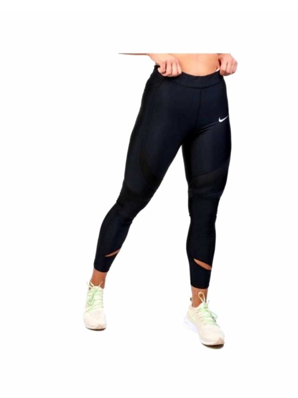 Nike Black Power Speed Running High-Waist Training Leggings with Cutouts